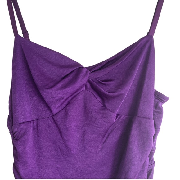 2for$63 Marciano purple rushed night cocktail dress size small  stretchy - Picture 3 of 8